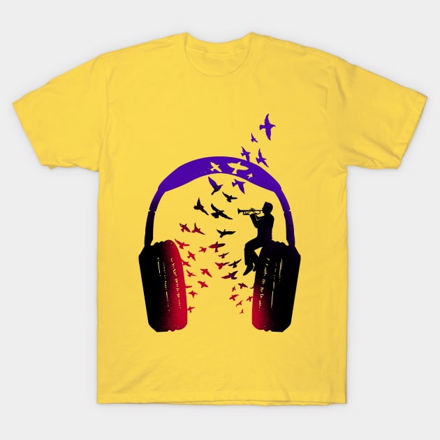 Headphone Music Trumpet T-Shirt by barmalisiRTB